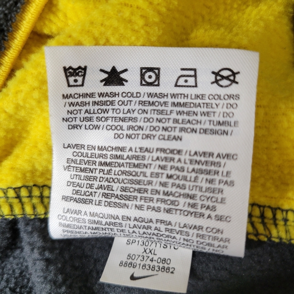 Nike Therma Fit Track Jacket Men Size XL Gray Yellow Full Zip Hoodie Fleece - Picture 6 of 7